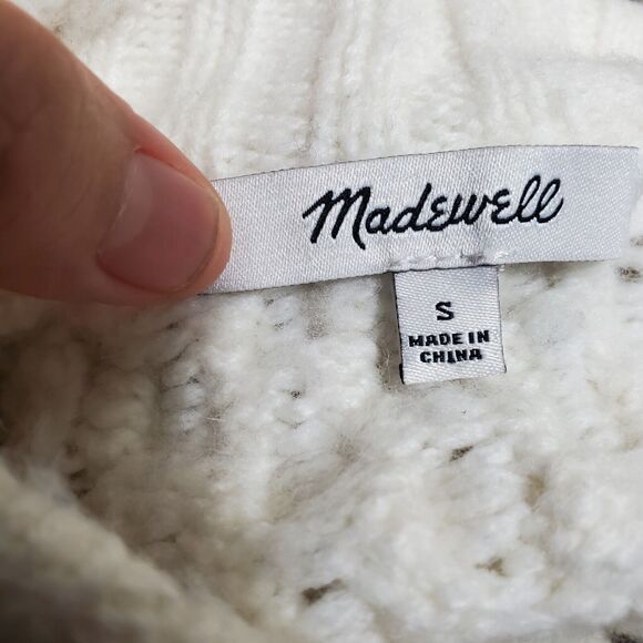 Madewell Striped Oversized Crewneck Cable knit Sweater Size Small - Picture 6 of 10